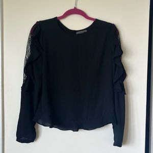 Black Blouse with Lace Sleeves